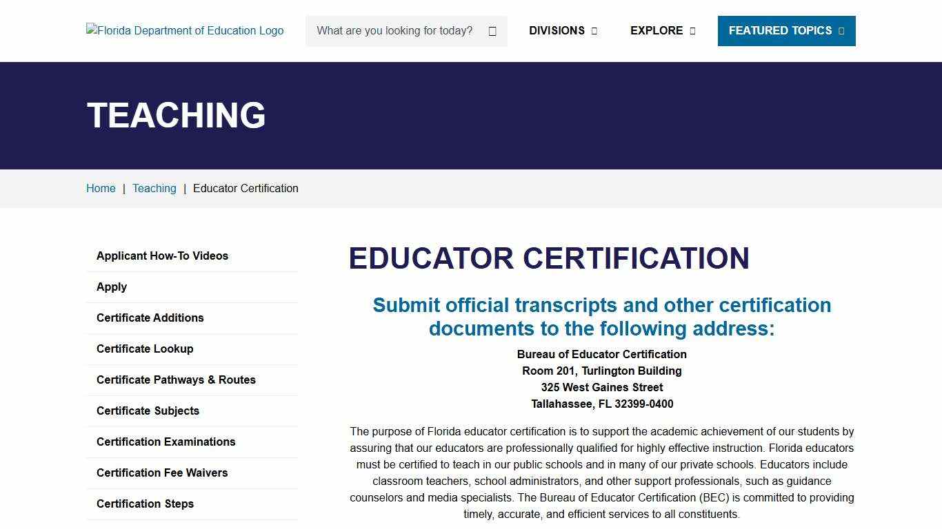 Educator Certification